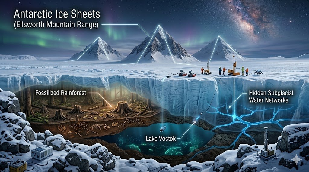 secrets hidden under Antarctic ice structures mapped by science